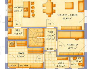 Fertighaus VarioToscana 128 von VarioSelf, Satteldach-Klassiker Grundriss 1