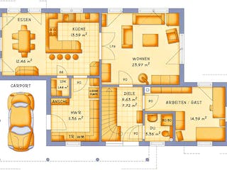 Fertighaus VarioToscana 149 von VarioSelf, Stadtvilla Grundriss 1