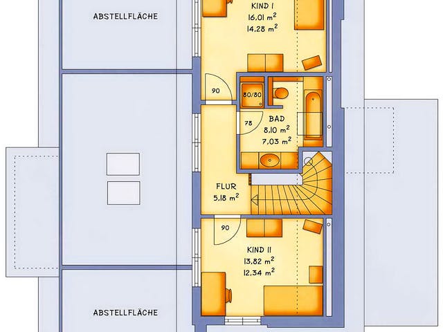 Massivhaus VarioVision 156 von HSE Massivhaus Schlüsselfertig ab 237300€, Pultdachhaus Grundriss 2