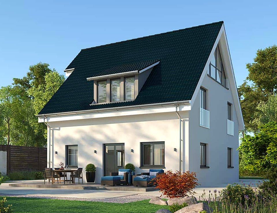 Massivhaus Veneratio von AUREA Massivhaus, Satteldach-Klassiker Außenansicht 2