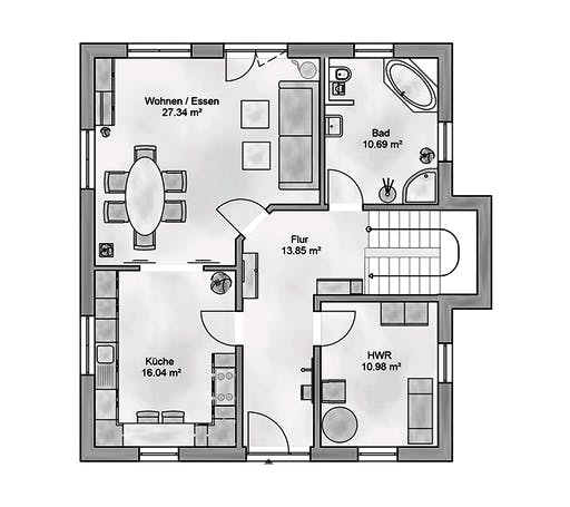 Massivhaus Veneratio von AUREA Massivhaus, Satteldach-Klassiker Grundriss 1
