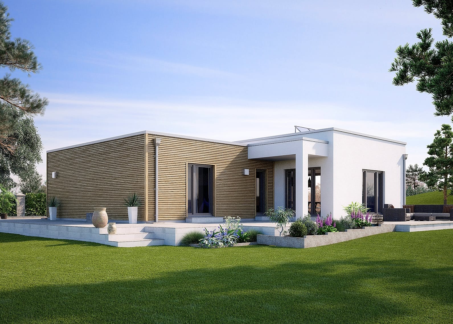 Fertighaus Venetien von GUSSEK HAUS Schlüsselfertig ab 334300€, Bungalow Außenansicht 1