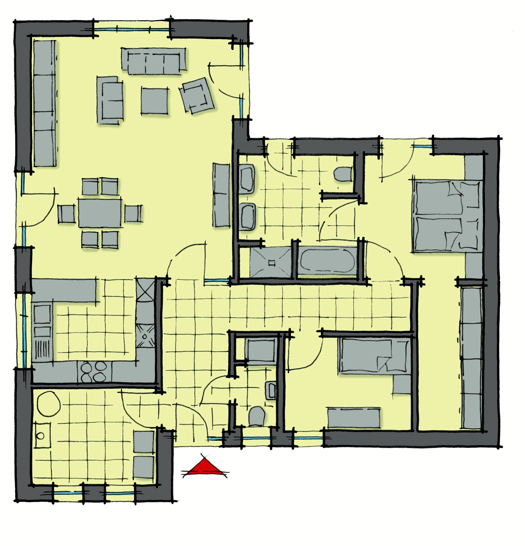 Fertighaus Venetien von GUSSEK HAUS Schlüsselfertig ab 334300€, Bungalow Grundriss 1