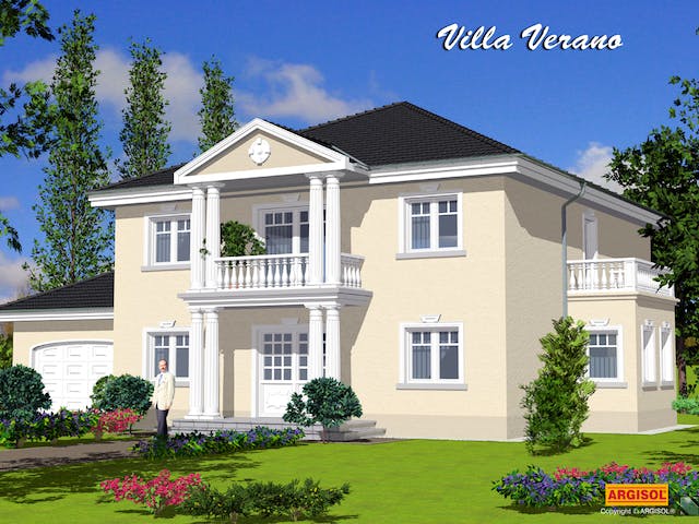 Massivhaus Villa Verano von ARGISOL-Bausysteme Bausatzhaus ab 74000€, Stadtvilla Außenansicht 1