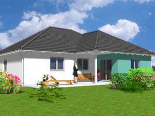 Fertighaus Verdi von v. Perbandt Holzbau Schlüsselfertig ab 200000€, Bungalow Außenansicht 2