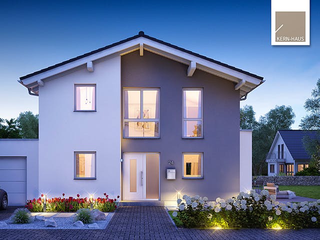 Massivhaus Familienhaus Vero von Kern-Haus Schlüsselfertig ab 422900€, Satteldach-Klassiker Außenansicht 1