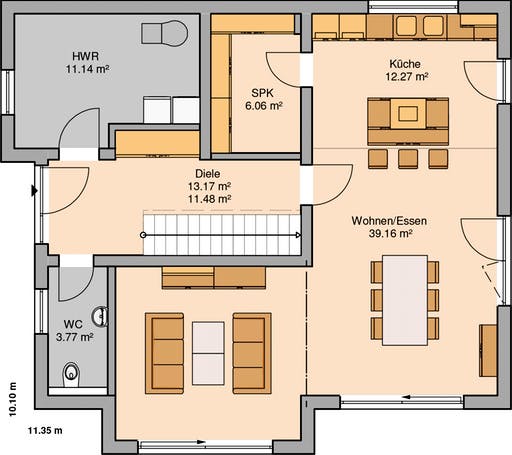 Massivhaus Architektenhaus Vero von Kern-Haus Schlüsselfertig ab 387900€, Satteldach-Klassiker Grundriss 1