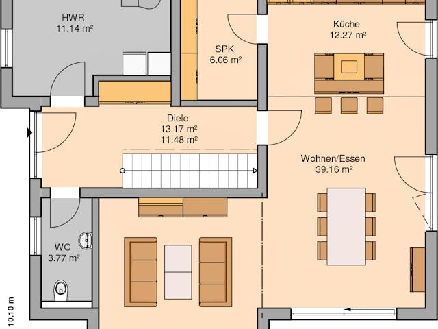 Massivhaus Familienhaus Vero von Kern-Haus Schlüsselfertig ab 396900€, Satteldach-Klassiker Grundriss 1