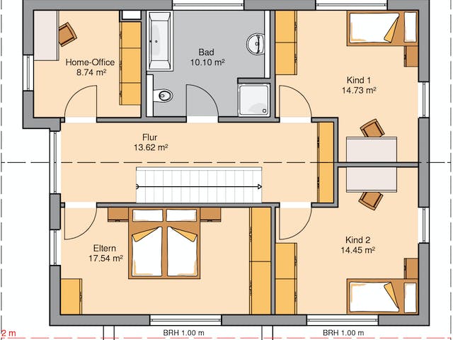 Massivhaus Familienhaus Vero von Kern-Haus Schlüsselfertig ab 422900€, Satteldach-Klassiker Grundriss 2