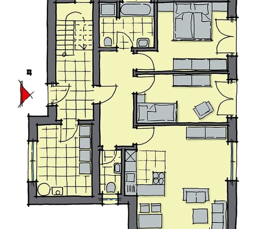 Fertighaus Verona von GUSSEK HAUS Schlüsselfertig ab 427200€, Satteldach-Klassiker Grundriss 1