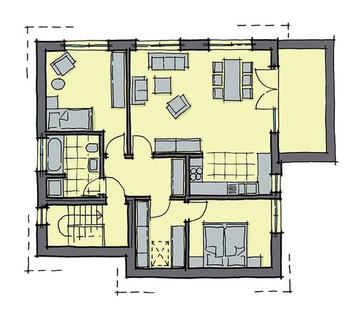 Fertighaus Verona von GUSSEK HAUS Schlüsselfertig ab 427200€, Satteldach-Klassiker Grundriss 2