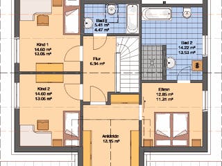Fertighaus Frei geplantes Kundenhaus mit Klinkerfassade von FingerHaus, Satteldach-Klassiker Grundriss 2