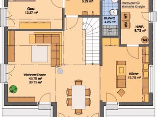 Fertighaus Frei geplantes Kundenhaus mit Klinkerfassade von FingerHaus, Satteldach-Klassiker Grundriss 1