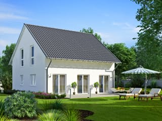 Fertighaus Das Vielseitige 129 (inaktive) von ekodom Schlüsselfertig ab 165663€, Satteldach-Klassiker Außenansicht 1