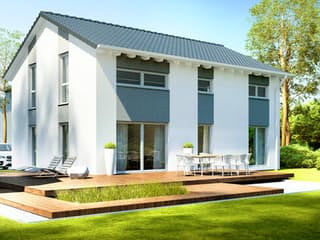 Fertighaus Das Vielseitige 167 (inaktive) von ekodom Schlüsselfertig ab 199223€, Satteldach-Klassiker Außenansicht 1