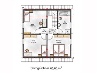 Fertighaus Das Vielseitige 129 (inaktive) von ekodom Schlüsselfertig ab 165663€, Satteldach-Klassiker Grundriss 2