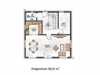 Fertighaus Das Vielseitige 130 (inaktive) von ekodom Schlüsselfertig ab 178705€, Satteldach-Klassiker Grundriss 1