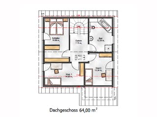 Fertighaus Das Vielseitige 141 (inaktive) von ekodom Schlüsselfertig ab 181620€, Satteldach-Klassiker Grundriss 2