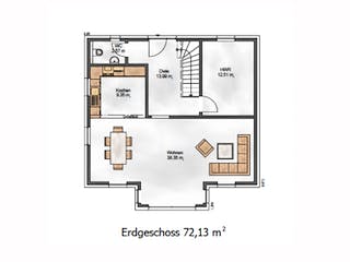 Fertighaus Das Vielseitige 152 (inaktive) von ekodom Schlüsselfertig ab 191841€, Satteldach-Klassiker Grundriss 1