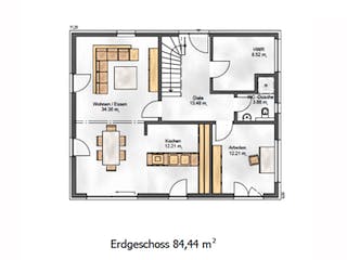 Fertighaus Das Vielseitige 167 (inaktive) von ekodom Schlüsselfertig ab 199223€, Satteldach-Klassiker Grundriss 1