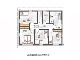 Fertighaus Das Vielseitige 167 (inaktive) von ekodom Schlüsselfertig ab 199223€, Satteldach-Klassiker Grundriss 2