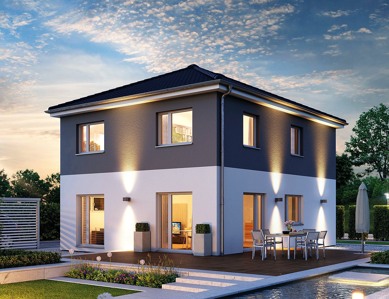 Fertighaus Villa 133 von Hanse Haus Schlüsselfertig ab 353829€, Stadtvilla Außenansicht 1