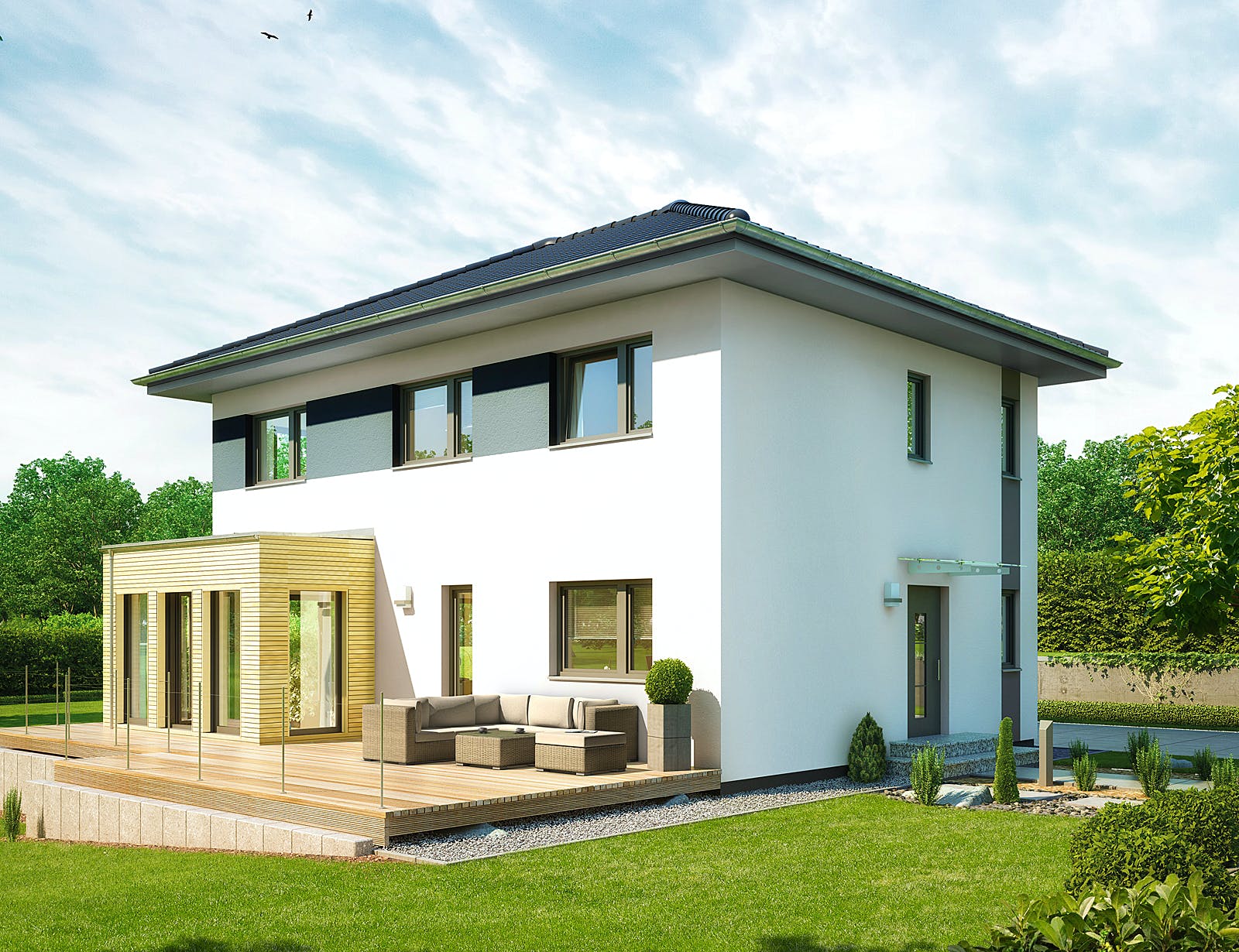 Fertighaus Villa 142 von Hanse Haus Schlüsselfertig ab 374509€, Stadtvilla Außenansicht 1