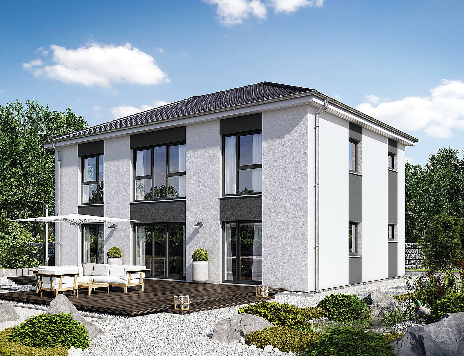 Fertighaus Villa 183 von Hanse Haus Schlüsselfertig ab 437202€, Stadtvilla Außenansicht 1