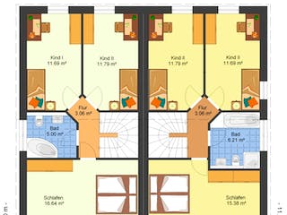 Fertighaus Viola 157 - DHH von Klaus Kowalski Immobilien Schlüsselfertig ab 187580€, Satteldach-Klassiker Grundriss 1