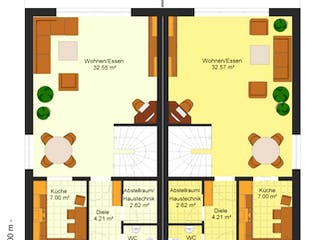 Fertighaus Viola 157 - DHH von Klaus Kowalski Immobilien Schlüsselfertig ab 187580€, Satteldach-Klassiker Grundriss 3