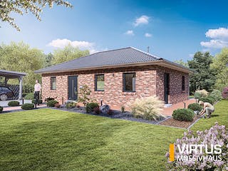Massivhaus Bungalow V90 von Virtus Massivhaus Schlüsselfertig ab 172900€, Bungalow Außenansicht 2