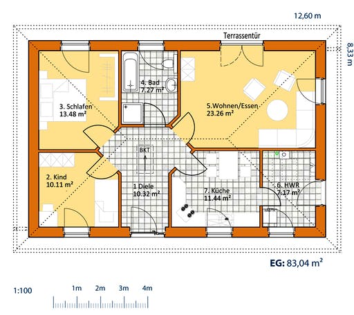 Virtus Bungalow V 90 Floorplan 1