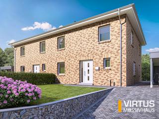 Massivhaus Doppelhaus V150 von Virtus Massivhaus Schlüsselfertig ab 222900€, Stadtvilla Außenansicht 2