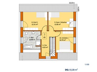 Massivhaus Friese V 140 von Virtus Massivhaus Schlüsselfertig ab 157500€, Satteldach-Klassiker Grundriss 2