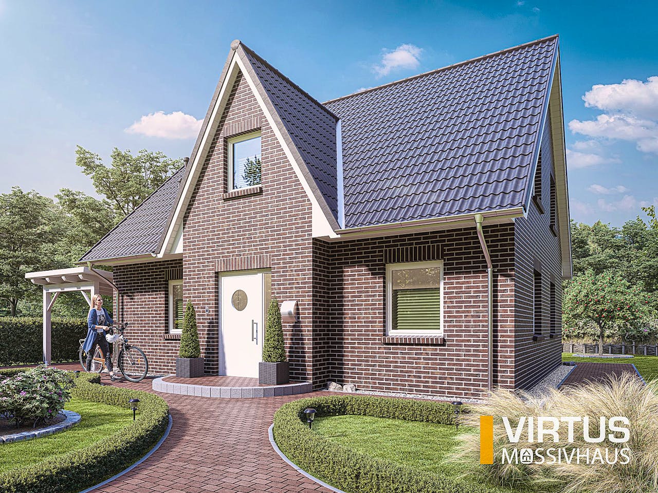 Massivhaus Friesenhaus V140 von Virtus Massivhaus Schlüsselfertig ab 226500€, Satteldach-Klassiker Außenansicht 1