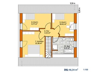 Massivhaus Klassiker V 120 von Virtus Massivhaus Schlüsselfertig ab 144500€, Satteldach-Klassiker Grundriss 2