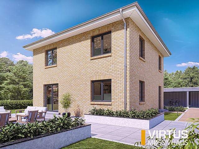 Massivhaus Stadtvilla V130 von Virtus Massivhaus Schlüsselfertig ab 244900€, Stadtvilla Außenansicht 1