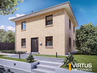 Massivhaus Stadtvilla V130 von Virtus Massivhaus Schlüsselfertig ab 224900€, Stadtvilla Außenansicht 2