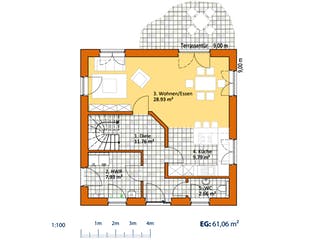 Massivhaus Stadtvilla V 130 von Virtus Massivhaus Schlüsselfertig ab 155500€, Stadtvilla Grundriss 1