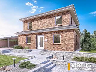 Massivhaus Toskanavilla V140 von Virtus Massivhaus Schlüsselfertig ab 248900€, Stadtvilla Außenansicht 2