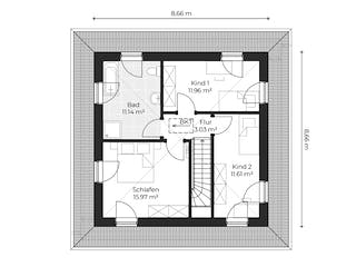 Massivhaus Toskanavilla V140 von Virtus Massivhaus Schlüsselfertig ab 248900€, Stadtvilla Grundriss 2