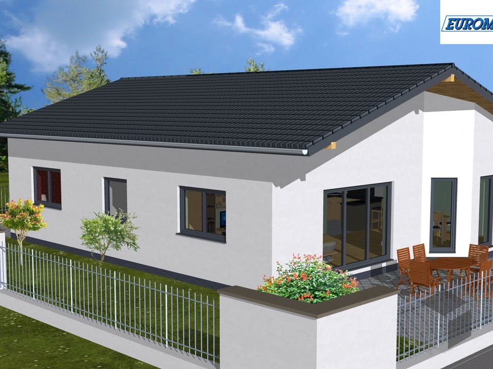 Massivhaus Vita 100 SD von EUROMAC 2 Bausatzhaus ab 43506€, Satteldach-Klassiker Außenansicht 1