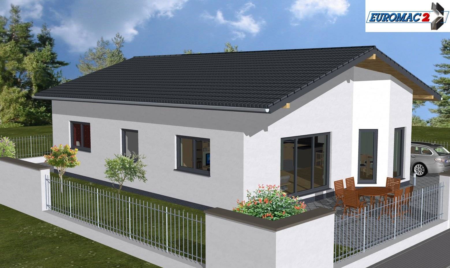 Massivhaus Vita 100 SD von EUROMAC 2 S.A.S. Bausatzhaus ab 43506€, Satteldach-Klassiker Außenansicht 1
