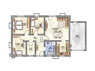 Massivhaus Vita 90 WD von EUROMAC 2 S.A.S. Bausatzhaus ab 37187€, Bungalow Grundriss 2