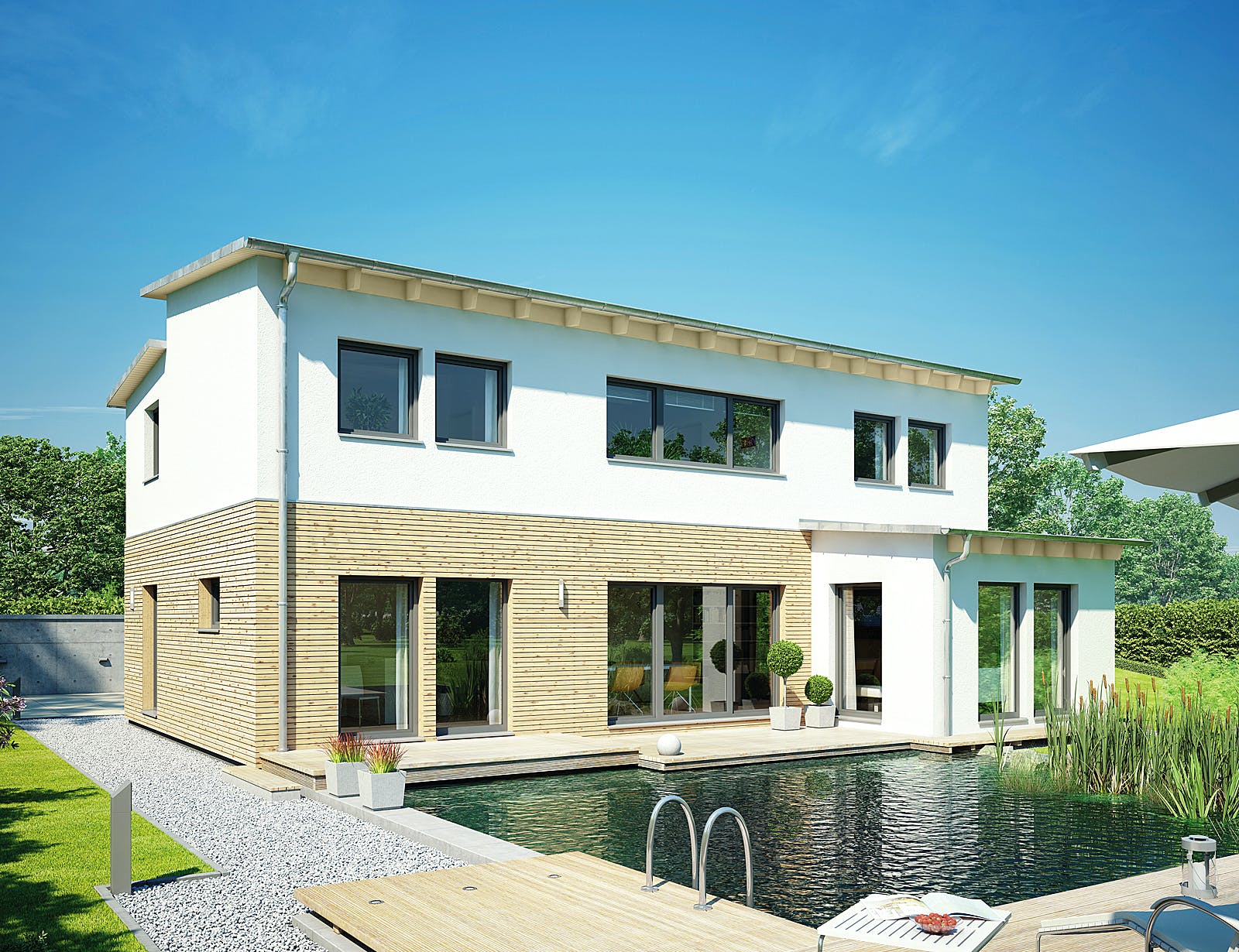 Fertighaus Vita 180 von Hanse Haus Schlüsselfertig ab 425982€, Pultdachhaus Außenansicht 1