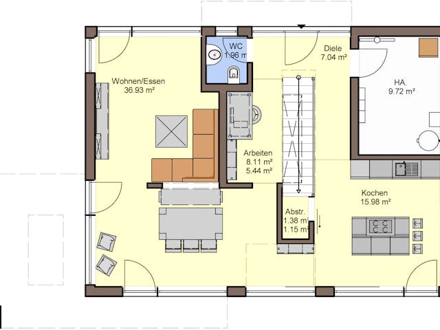 Fertighaus Vitalis 155 von Büdenbender Hausbau, Satteldach-Klassiker Grundriss 1 Fertighaus Vitalis 155 von Büdenbender Hausbau, Satteldach-Klassiker Grundriss 1
