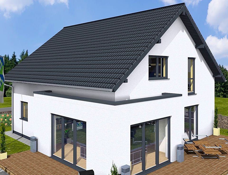 Massivhaus Basic 160 SD von Wäller-Haus, Satteldach-Klassiker Außenansicht 1