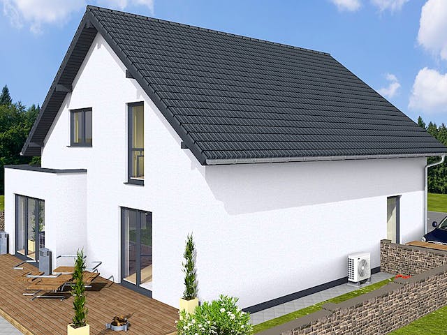 Massivhaus Basic 160 SD von Wäller-Haus, Satteldach-Klassiker Außenansicht 4