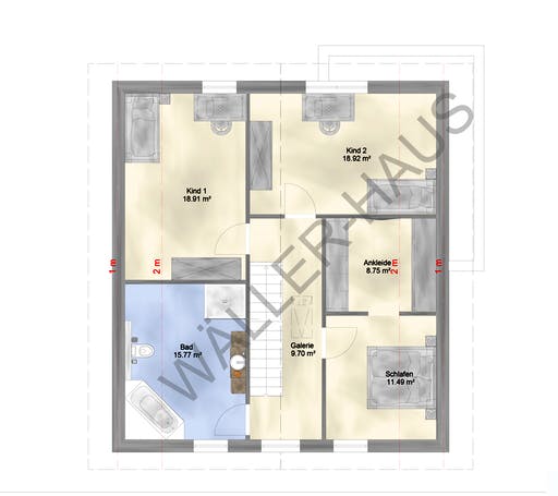 Massivhaus Basic 160 SD von Wäller-Haus, Satteldach-Klassiker Grundriss 2