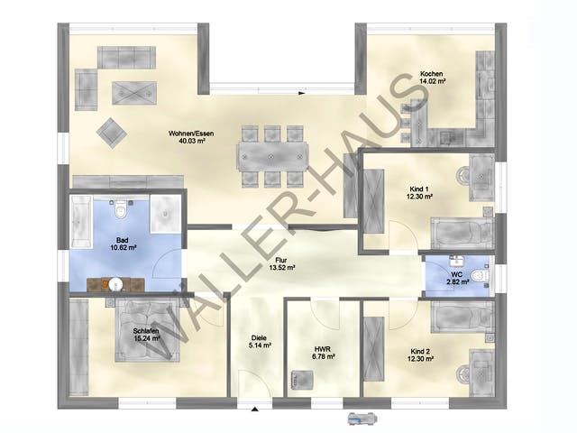 Massivhaus Vita 140 WD von Wäller-Haus, Bungalow Grundriss 1